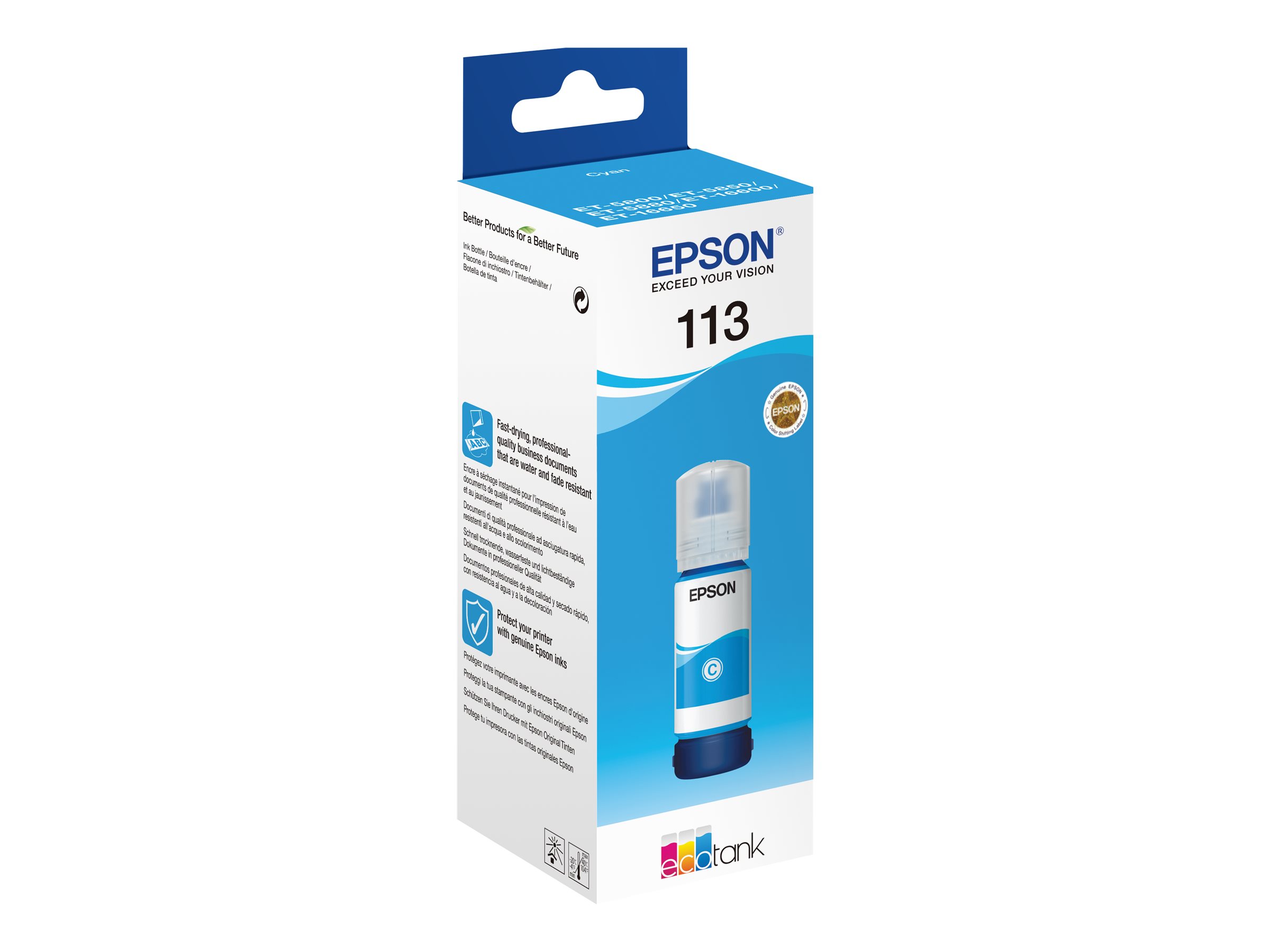 Original Epson EcoTank 113 | C13T06B240 Tinte Cyan