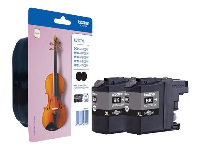 Original Brother LC127XLBKBP2DR Tinte Schwarz Doppelpack XL
