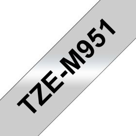 Brother Schriftband TZe-M951 | 24 mm | Schwarz auf Silber | 8 m