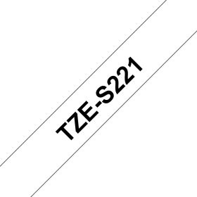 Brother Schriftband TZe-S221 | 9 mm | Schwarz auf Weiß | 8 m