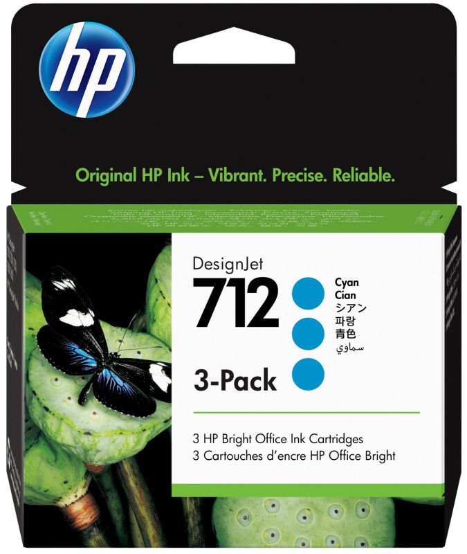 Original HP 712 | 3ED77A Tinte Cyan ( 3 Stück)