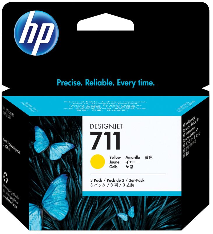 Original HP 711 | CZ136A Tinte Gelb | Spar Set | 3 Stück