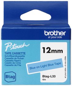 Brother Schriftband Btag BTAGL33 | 12 mm | Blau auf Blau | 4 m