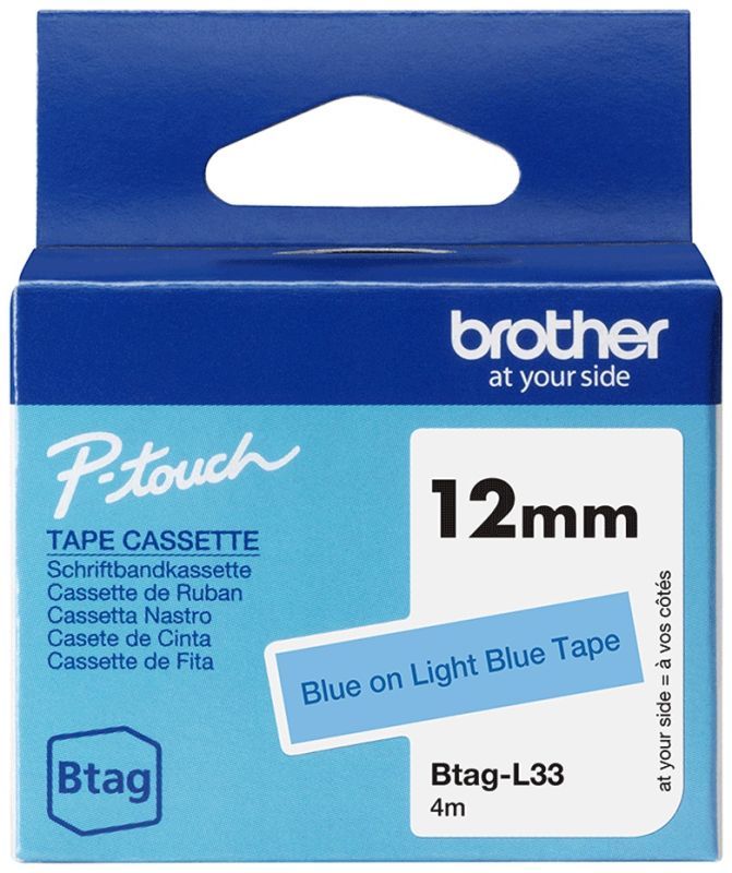 Brother Schriftband Btag BTAGL33 | 12 mm | Blau auf Blau | 4 m
