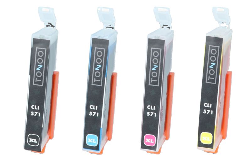 Tonoo® Tinte ersetzt Canon CLI571 | 0386C008 C/M/Y/BK Multipack - 4er-Pack