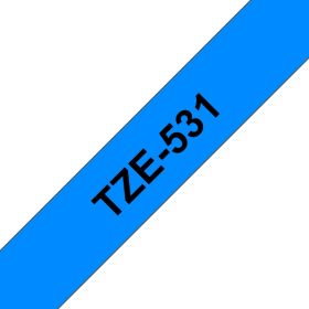 Brother Schriftband TZe-531 | 12 mm | Schwarz auf Blau | 8 m