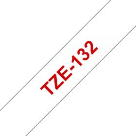 Brother Schriftband TZe-132 | 12 mm | Rot auf Transparent | 8 m
