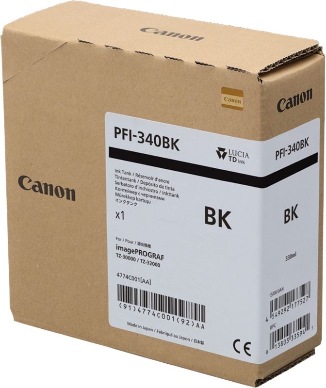 Original Canon PFI340BK | 4774C001 Tinte Schwarz ( 2025 )