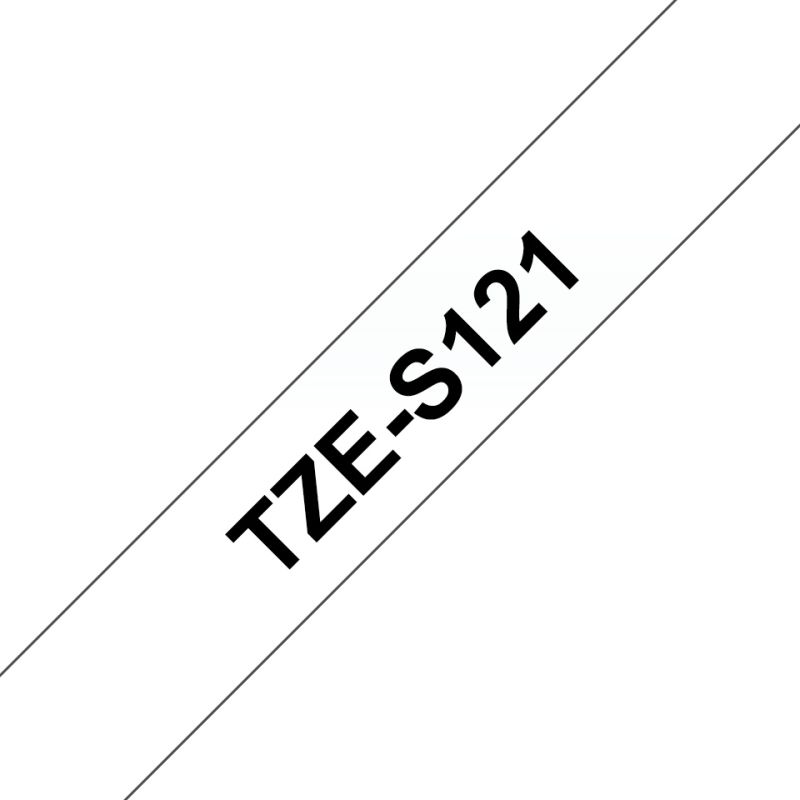 Brother Schriftband TZe-S121 | 9 mm | Schwarz auf Transparent | 8 m