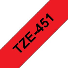 Brother Schriftband TZe-451 | 24 mm | Schwarz auf Rot | 8 m