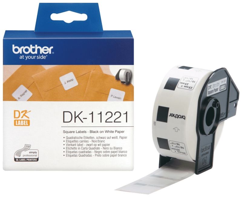 Brother Etikettenrolle DK-11221 | 23x23 mm | Weiß | Papier