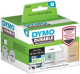 Dymo Etikettenrolle 1933083 (2 Rollen) | 25x25 mm | Weiß | Folie