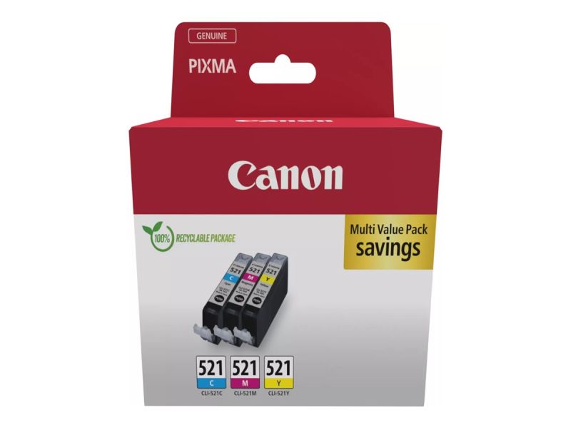 Original Canon CLI521 | 2934B015 | C/M/Y | Multi Pack | 3er-Pack