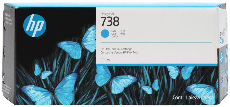 Original HP 738 | 676M6A Tinte Cyan XL