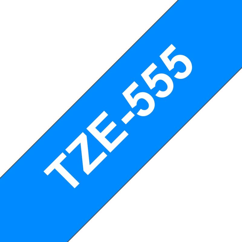 Brother Schriftband TZe-555 | 24 mm | Weiß auf Blau | 8 m