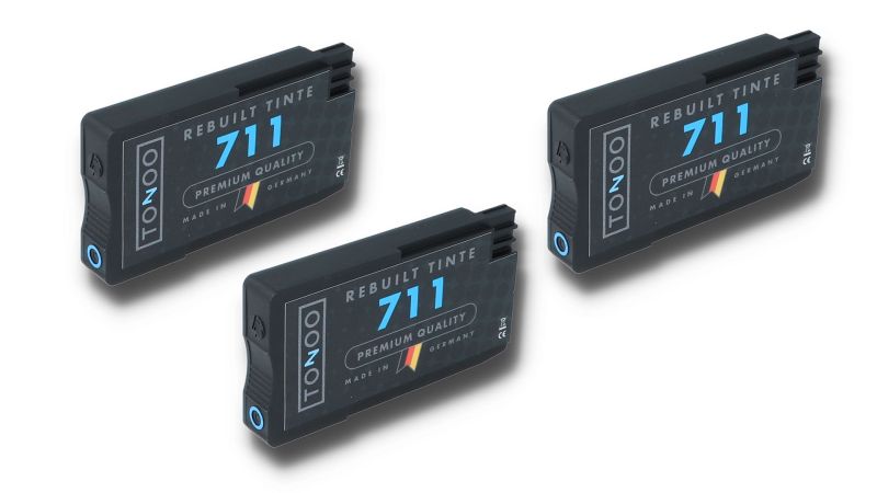 Tonoo® Tinte ersetzt HP CZ134A | 711 Cyan | 3 Stück