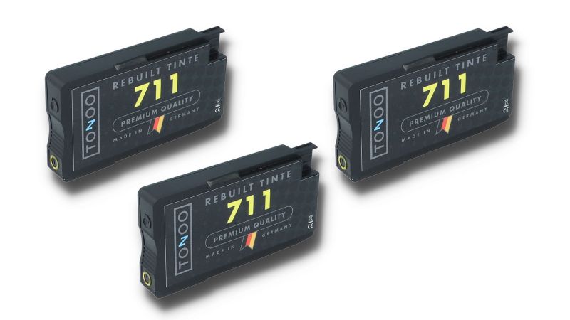 Tonoo® Tinte ersetzt HP CZ136A | 711 Gelb | 3 Stück