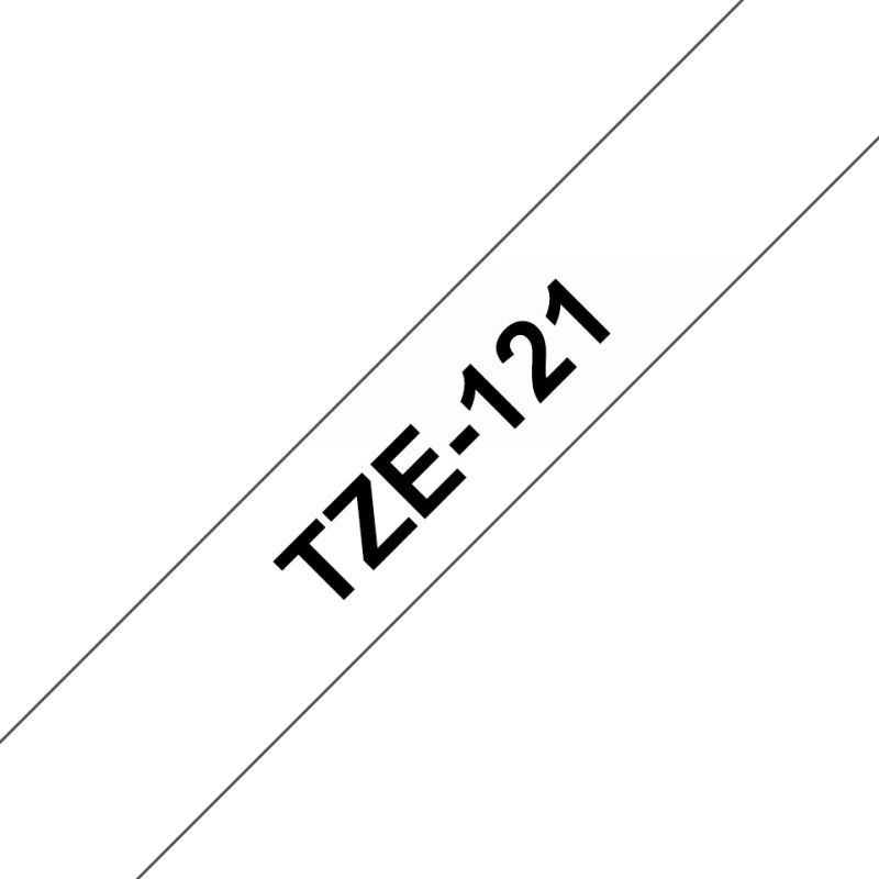 Brother Schriftband TZe-121 | 9 mm | Schwarz auf Transparent | 8 m
