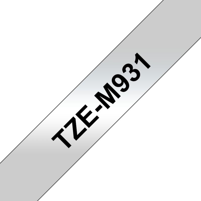 Brother Schriftband TZe-M931 | 12 mm | Schwarz auf Silber | 8 m