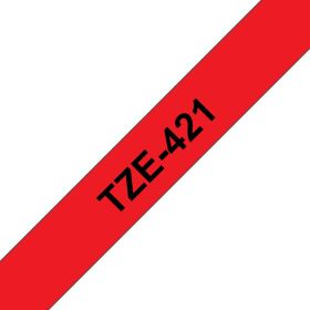 Brother Schriftband TZe-421 | 9 mm | Schwarz auf Rot | 8 m