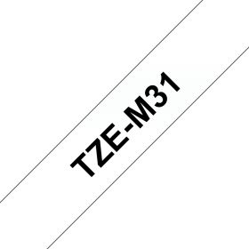Brother Schriftband TZe-M31 | 12 mm | Schwarz auf Transparent | 8 m