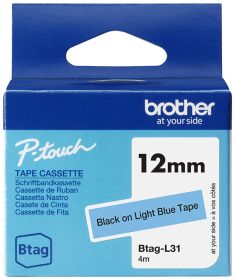 Brother Schriftband Btag BTAGL31 | 12 mm | Schwarz auf Blau | 4 m