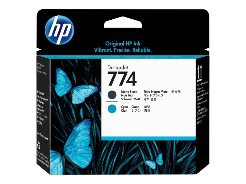 Original HP 774 | P2W01A Druckkopf Matt Schwarz & Cyan ( 2020 )