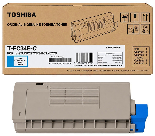 Original Toshiba T-FC34EC | 6A000001524 Toner Cyan