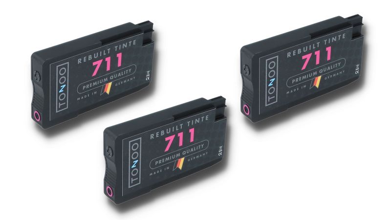 Tonoo® Tinte ersetzt HP CZ135A | 711 Magenta | 3 Stück