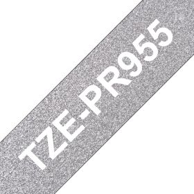 Brother Schriftband TZe-PR955 | 24 mm | Weiß auf Silber | 8 m
