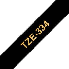 Brother Schriftband TZe-334 | 12 mm | Gold auf Schwarz | 8 m